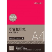 得力（deli）复印纸100张彩色木浆纸草稿纸a4打印纸70g整箱批发 大红色80克A4单包100张
