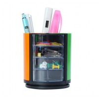 钊盛 ZSS彩色笔筒组合旋转笔筒可放置回形针大头针中性笔圆珠笔剪刀尺等物品彩色笔筒多功能 ZS-468组合旋转笔筒