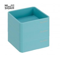 纽赛(NUSIGN)3个装回形针收纳盒 德国创意设计 可拆分叠加 曲别/便签纸/夹子/U形文件盘 泻湖蓝NS028 