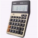 得力(deli)12位大屏幕语音计算器 闹钟日历功能语音计算机 金色1541A 