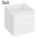 纽赛(NUSIGN)3个装回形针收纳盒 德国创意设计 可拆分叠加 曲别/便利贴/夹子/U形文件盘 办公桌面 净白NS028 