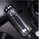 得力(deli) 双层隔热玻璃杯 男女商务带茶隔茶杯 6100 400ml