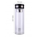 得力(deli) 双层隔热玻璃杯 男女商务带茶隔茶杯 6100 400ml