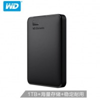 西部数据(WD)1TB USB3.0移动硬盘Elements 新元素系列2.5英寸(稳定耐用 海量存储)WDBUZG0010BBK