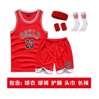 儿童篮球服套装 儿童篮球服套装 小学生运动训练蓝球衣 红色