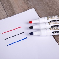 得力文具s507白板笔水性可擦彩色板笔办公用品黑蓝红
