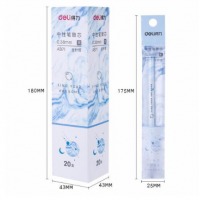 得力A871中性笔芯-黑色*0.38mm全针管 得力0.38全针管笔芯中性笔芯替芯中性笔替芯 20支/盒