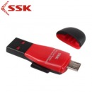 SSK飚王SCRS600读卡器USB和Micro-USB双接口TF/SD手机卡OTG读卡器