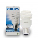 飞利浦（PHILIPS）8W/E27 全螺旋节能灯 白炽灯色 1个装