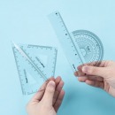 广博套尺学生尺子套装(直尺/三角尺/三角板/量角器)测量绘画文具多规格透明直尺学生可携带