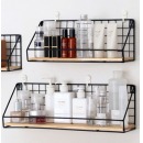 墙上置物架浴室壁挂卫生间收纳架免打孔卧室铁艺挂墙路由器托架