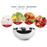 不锈钢碗加厚小碗家用不锈钢双层米饭碗汤碗大面碗大碗吃泡面碗创意沙拉碗儿童防摔碗食堂隔热碗防
