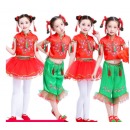 儿童开门红喜庆秧歌舞蹈演出服幼儿园手绢灯笼舞蹈服中国结表演服（租赁）