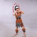 非洲鼓演出服儿童原始人猎人表演服印第安人舞蹈服幼儿野人服装