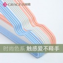 洁丽雅衣架晾衣架阳台晒衣架衣撑子室内挂衣架衣服架子浸塑成人儿童防滑干湿两用 凹槽加粗【蓝色】40*21cm 20只