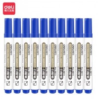 得力(deli)办公会议白板笔 可擦易擦蓝色 10支/盒6811
