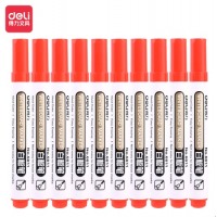 得力(deli)办公会议白板笔 可擦易擦红色 10支/盒6811