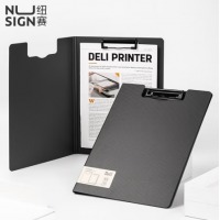 得力(deli)A4竖式折页板夹会议夹 加厚硬文件夹 诗朗诵签约夹板 试卷收纳夹 黑色5016