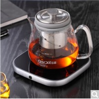 顶壶 耐热玻璃泡茶壶茶水分离飘逸杯全玻璃内胆飘逸壶家用电陶炉煮茶器懒人泡茶器办公室功夫茶具 D19-S