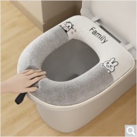 优勤（YOUQIN）马桶垫家用冬季毛绒加厚四季通用防水垫圈粘贴座便器垫子坐便套