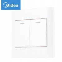 美的(Midea)开关电源面板86型双开双控二位2开墙壁家用暗装雅白E03K22