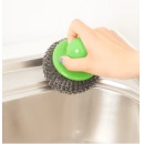 福爱家 钢丝球 不伤手带柄不掉屑金属钢丝球 耐用 锅具厨房洗碗刷子污渍油污清洁球刷子清洁工具1只装