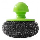 福爱家 钢丝球 不伤手带柄不掉屑金属钢丝球 耐用 锅具厨房洗碗刷子污渍油污清洁球刷子清洁工具1只装