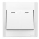 美的(Midea)开关电源面板86型双开双控二位2开墙壁家用暗装雅白E03K22