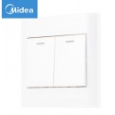 美的(Midea)开关电源面板86型双开双控二位2开墙壁家用暗装雅白E03K22