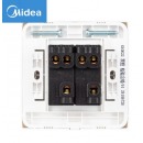美的(Midea)开关电源面板86型双开双控二位2开墙壁家用暗装雅白E03K22