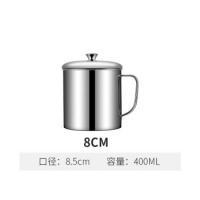 304不锈钢水杯幼儿园口杯儿童学生泡茶杯马克杯双层防烫 304钢 单层水杯8cm【带盖】