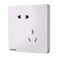 西门子插座面板 10A斜五孔插座 二三插电源插座 86型暗装 致典雅白色