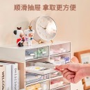 JEKO 抽屉式桌面收纳盒 透明防尘办公室学生宿舍桌上文具收纳盒整理盒 四格 象牙白