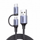 绿联 安卓/Type-C二合一数据线多功能USB-C充电线通用1米