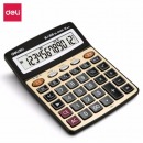 得力(deli)大屏金色面板语音计算器 学生/办公口算 12位显示真人语音计算机 办公文具用品 中号 27559