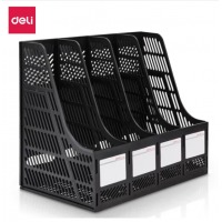 得力(deli)四联镂空桌面文件框 黑色9848