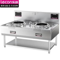 炊事机械 乐创 LC-E-400S-15电磁灶大锅灶大功率立式凹面双头单尾